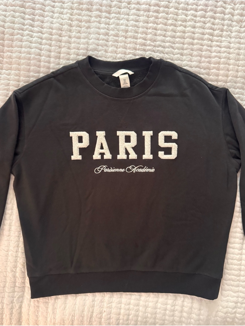 H&M black PARIS stitched crew neck sweatshirt - Size S